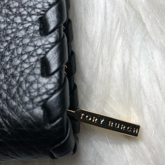 Tory Burch Marion Black Pebble Leather Hidden Zip Coin Wallet/Case w/ Key Ring - Picture 7 of 15